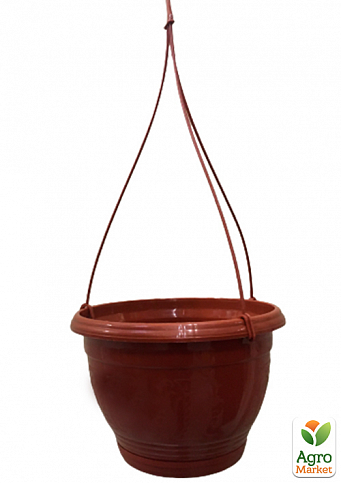 Набор кашпо подвесное (коричневое) "Петуния №1" высота 15.5см, диаметр 23см, 3.5л + подвес коричневый