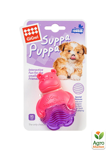 Іграшка для собак Бегемотик з пищалкою, рожевий GiGwi Suppa Puppa, гума, 9 см (75006) - фото 2