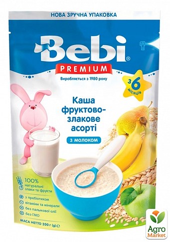 Каша молочна Bebi PREMIUM Фруктово-злакове асорті, 200 г