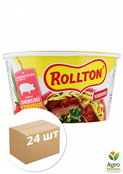 Локшина яєчна швидкого приготування (зі смаком смаженої свинини) тарілка ТМ "Rollton" 75г упаковка 24шт2