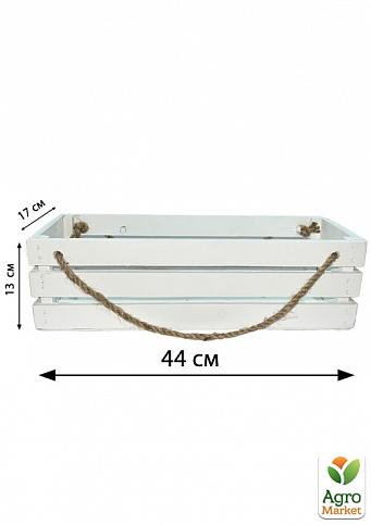 Ящик дерев'яний для зберігання декору та квітів "Франческа" довжина 44см, ширина 17см, висота 13см. (білий з великими ручками) - фото 5