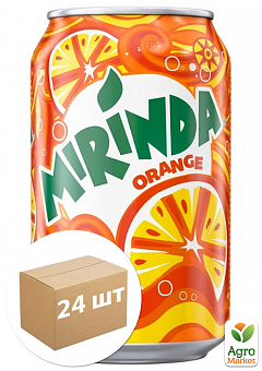 Газований напій Orange (залізна банка) ТМ "Mirinda" 0,33 л упаковка 24шт1