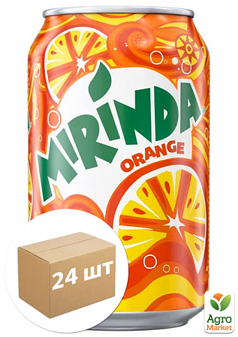 Газированный напиток Orange (железная банка) ТМ "Mirinda" 0,33л упаковка 24шт