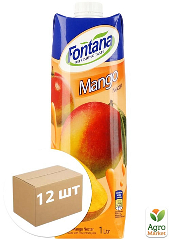 Нектар манговый TM "Fontana" 1л упаковка 12 шт