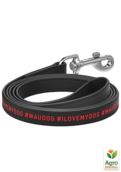 Поводок для собак кожаный WAUDOG Design, рисунок "я люблю свою собаку", Ш 25 мм, Длинна 122 см черный (37951)1