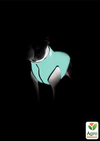 Курточка для собак AiryVest Lumi двостороння, що світиться у темряві, розмір М 40, салатово-блакитна (2251) - фото 3