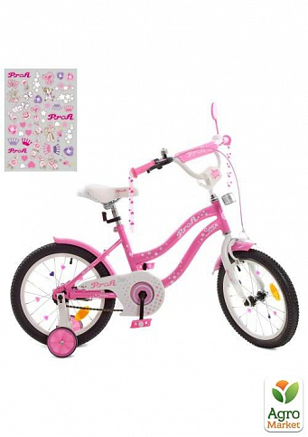 Велосипед дитячий PROF1 18д. Star, рожевий, дзвінок, дод.колеса (Y1891)