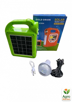 Фонарь на солнечной батарее 5W  Gold Orion OR-6399A зеленый ( с доп.лампочкой)2