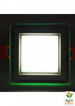 LED панель Lemanso LM1038 Сяйво 6W 450Lm 4500K + зелений 85-265V / квадрат + скло (336112)1