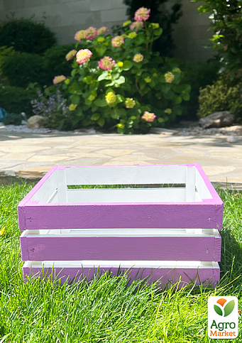 Ящик декоративный деревянный для хранения и цветов "Прованс" д. 25см, ш. 27см, в. 13см. (лиловый) - фото 3