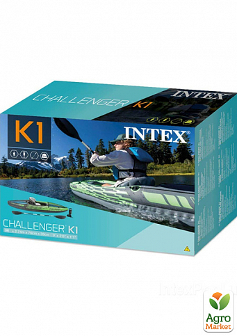 Одноместная надувная байдарка (каяк) Challenger K1,ручной насос,весла 274х76 см ТМ "Intex" (68305) - фото 4