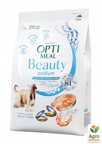 Сухий беззерновий повнораційний корм для дорослих собак Optimeal Beauty Podium на основі морепродуктів 4 кг (3673870)