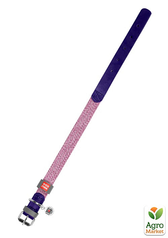 Ошейник для собак из кожи и восстановленного хлопка WAUDOG Classic, M, Ш 20 мм, Длин 30-39 см фиолетовый - фото 2