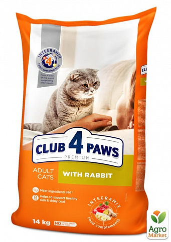 Сухой корм Клуб 4 Лапы Премиум  для взрослых кошек с Кроликом 14 кг (2943110)