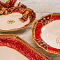 Новогоднее блюдо круглое, красное с золотом (10/17288) купить