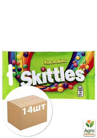 Драже жувальне у різнокольоровій цукровій оболонці кисломікс skittles уп. 14 шт