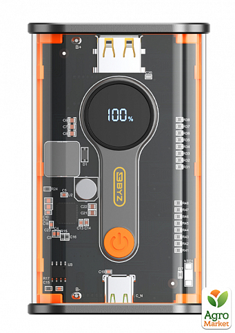 Дополнительный внешний аккумулятор повербанк BYZ W90 20000 mAh 22.5W Type-C PD PowerBank оранжевый - фото 2