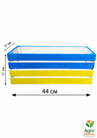 Ящик декоративный деревянный для хранения и цветов "Патриотичный" д. 44см, ш. 17см, в. 17см. (сине-желтый) - фото 6