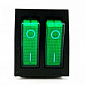Переключатель  Lemanso  LSW04 двойной зелёный с подсветкой / KCD2-2101N (12010)