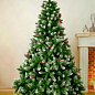 Новогодняя елка искусственная "Элит Калина с шишками" высота 180см (пышная, зеленая) Праздничная красавица!
