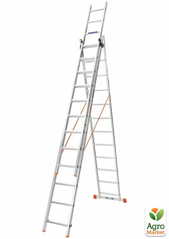 Лестница алюминиевая 3-х секционная BLUETOOLS (3х12 ступеней) (160-9312) - фото 3