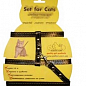 Шлеи Коллар шлея шкіряна котяча з повідцем (ширина 12мм, довжина 110см, А: 22-30см, В30-40см) 05461 чорна (4926630)