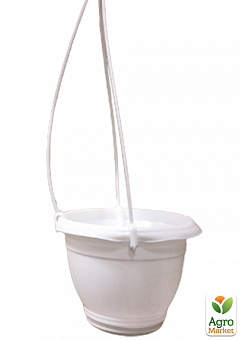 Набор кашпо подвесное (белое) "Петуния №1" высота 15.5см, диаметр 23см, 3.5л + подвес белый1