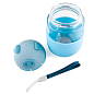 Кружка зі скла в силіконовому захисті з кришкою та ремінцем Piggy блакитна SKL11-203686