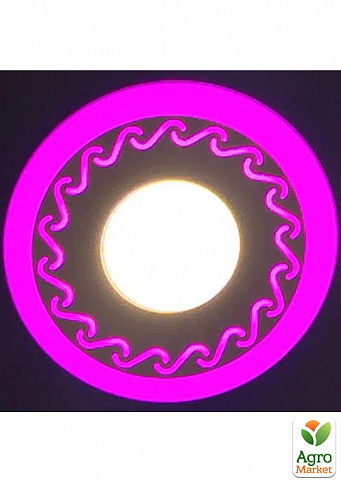 LED панель Lemanso  LM539 "Завитки" круг  6+3W розовая подсв. 540Lm 4500K 85-265V (331626)