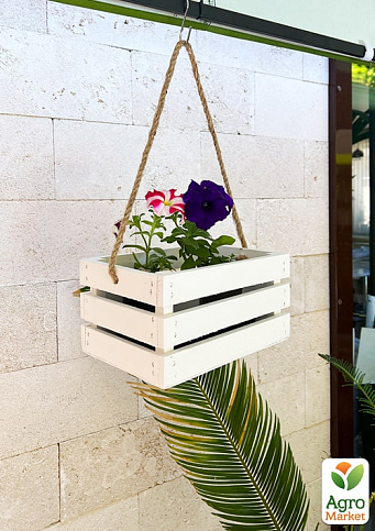Ящик дерев'яний для зберігання декору та квітів "Бланш" довжина 25см, ширина 17см, висота 13см. (білий з довгою ручкою)
