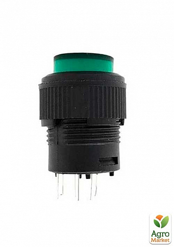 Кнопка Lemanso LSW13 кругла зелена із LED підсв. ON-OFF/ R16-503AD (12037)