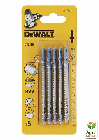 Полотно пильне DeWALT для металу, прямий, L = 100, WL = 72, 3 мм, макс. глибина різу - 6/15/30 мм, 5 шт DT2163 ТМ DeWALT