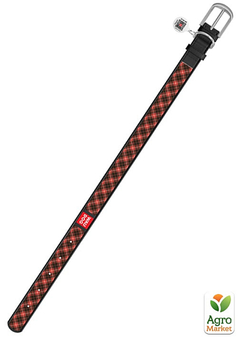 Нашийник WAUDOG Design з малюнком "Шотландка", преміум шкіра, металева пряжка (ширина 20 мм, довжина 30-39 см) чорний (0020-0098-01) - фото 3