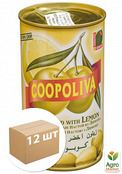 Оливки зеленые (с лимоном) ТМ "Куполива" 370мл упаковка 12шт1