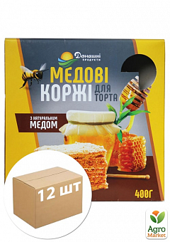 Коржі Медові (картон) 400г ТМ "Домашні продукти" упаковка 12 шт2