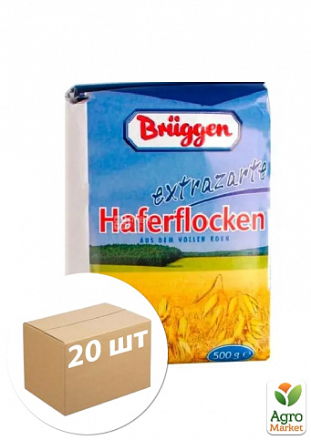 Вівсяні пластівці "Bruggen" ніжні 500г (сині) упаковка 20шт