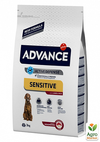 Корм Lamb&Rice (Sensitive) з ягнятком та рисом для дорослих собак Advance 3 кг