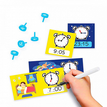 Обучающий игровой набор серии “Play Montessori” - ПЕРВЫЕ ЧАСЫ (стрелки, 24 фишки, карточки) - фото 3