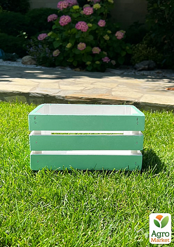 Ящик декоративный деревянный для хранения и цветов "Бланш" д. 25см, ш. 17см, в. 13см. (бирюзовый) - фото 2