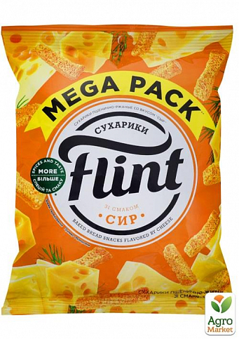Сухарики пшенично-житні зі смаком "Сир" ТМ "Flint" 110 г упаковка 45 шт - фото 2
