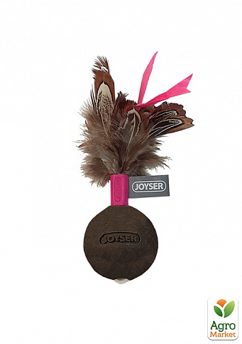 Джойсер игрушка-неваляшка для котов Мяч с перьями и кошачьей мятой черно-розовый 3,5 см (6012230)