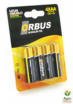 Батарейка лужна 1.5V Orbus AA/LR06, 4 штуки (у блістері)2