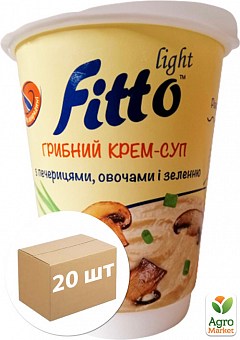 Крем-суп грибний з шампіньйонами, овочами та зеленню б/п ТМ "Fitto light" (склянка) 40г упаковка 20 шт1