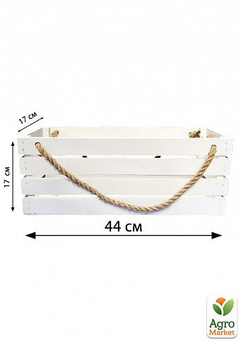 Ящик декоративный деревянный для хранения и цветов "Жиральдо" д. 44см, ш. 17см, в. 17см. (белый с большими ручками) - фото 5