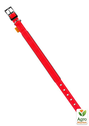 Ошейник "Dog Extremе" из нейлона, двойной со светоотражающей вставкой (ширина 20мм, длина 30-40см) красный (67033) - фото 2