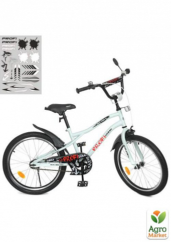 Велосипед детский PROF1 20д. Urban, SKD75,фонарь,звонок,зеркало,подножка,белый(мат) (Y20251-1)