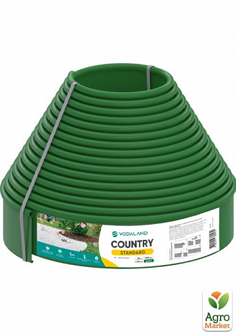 Бордюр садовый пластиковый Country Standard H100 15м зеленый (82952-15-GN)
