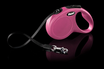 Flexi Classic XS Рулетка для собак до 12 кг, длина ленты 3 м, цвет розовый (0231360)