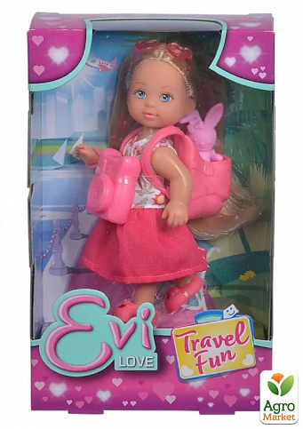Лялька Еві "Весела подорож" з кроликом, рюкзаком та фотоапаратом, з аксесуарами, 3+ Simba Toys