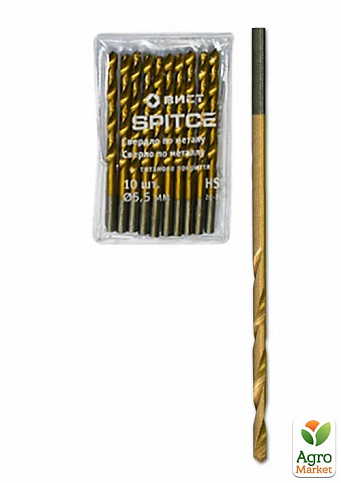Сверло по металлу HSS, с титановым покрытием, 2,5мм, 10шт TM "Spitce" 20-215
